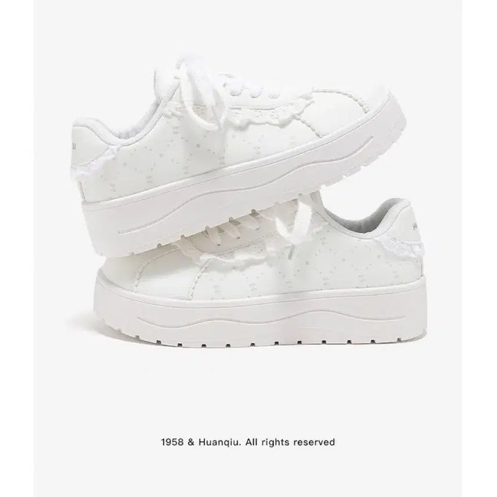 [BUNJANG] Pink Lace Frill Platform Sneakers / 지뢰계 레이스 프릴 핑크 스니커즈 플랫폼 운동화(2컬러)