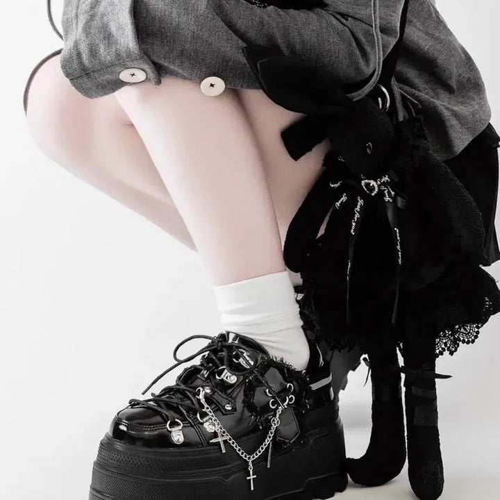 [BUNJANG] School Transfer Student Liquid Malfunction Original Architecture Platform Shoes / 전학생 지뢰계 액체 고장 오리지널 아키텍처 플랫폼 슈즈(2컬러)