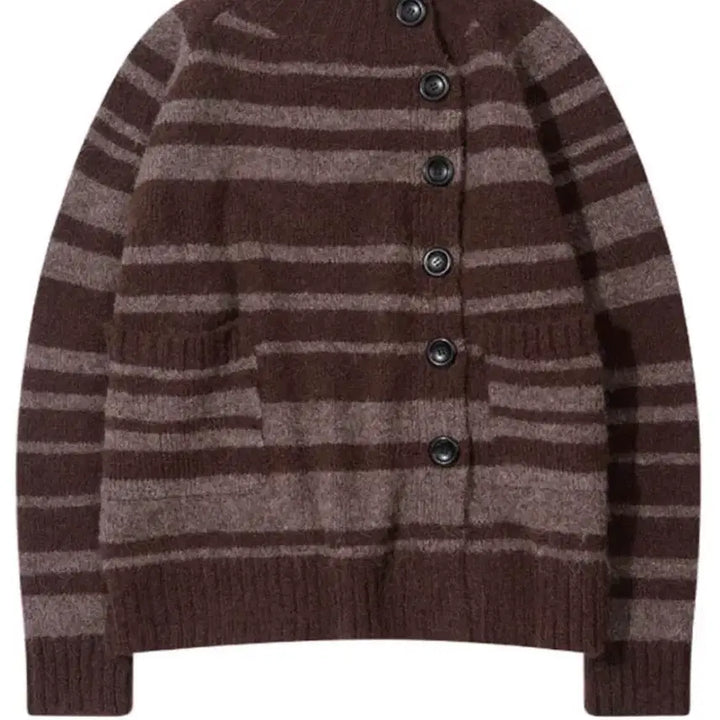[BUNJANG] The Museum Visitor Brown Striped Zip-Up / 더뮤지엄비지터 브라운 스트라이프 집업