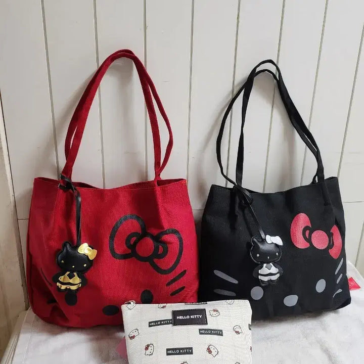 [BUNJANG] Hello Kitty Tote Bag Set / 헬로키티 가방 / 토트백2개 + 파우치1개*키링2개  총5종