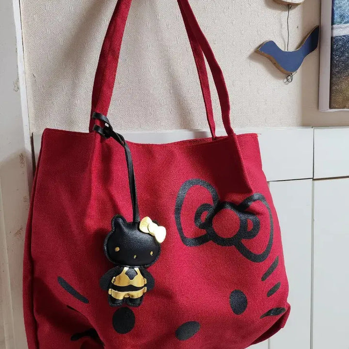 [BUNJANG] Hello Kitty Tote Bag Set / 헬로키티 가방 / 토트백2개 + 파우치1개*키링2개  총5종