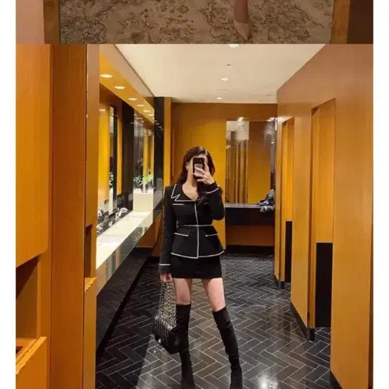 [BUNJANG] Black Tweed Two-Piece Set / 블랙 트위드 투피스 셋업