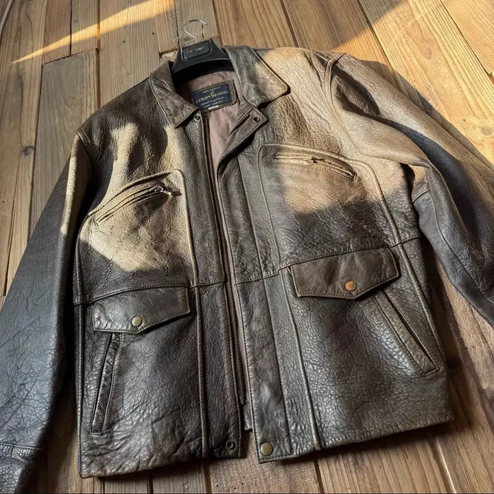 [BUNJANG] Vintage Mendoza Leather Jacket / 프랑스 빈티지 워싱 램스킨 멘도자 레더 자켓