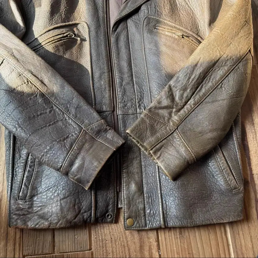 [BUNJANG] Vintage Mendoza Leather Jacket / 프랑스 빈티지 워싱 램스킨 멘도자 레더 자켓