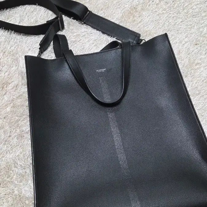 [BUNJANG] Jill Stuart Leather Tote &amp; Shoulder Bag / 질스튜어트 블랙 가죽 토트백 겸 숄더백