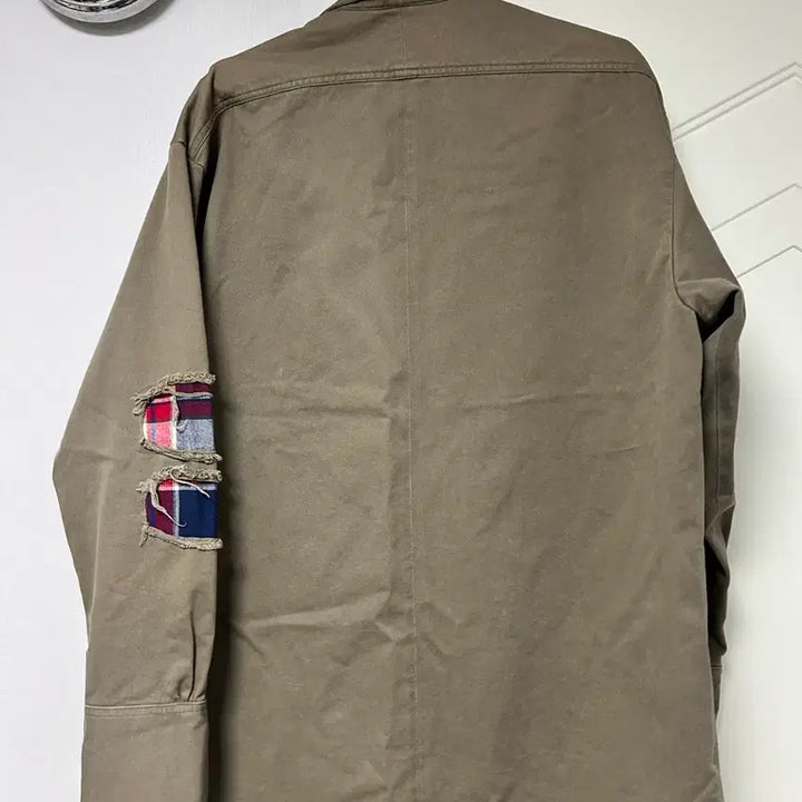 [BUNJANG] Paul &amp; Shark Damage Patchwork Work Shirt / 폴앤샥 데미지 패치 워크셔츠 카키