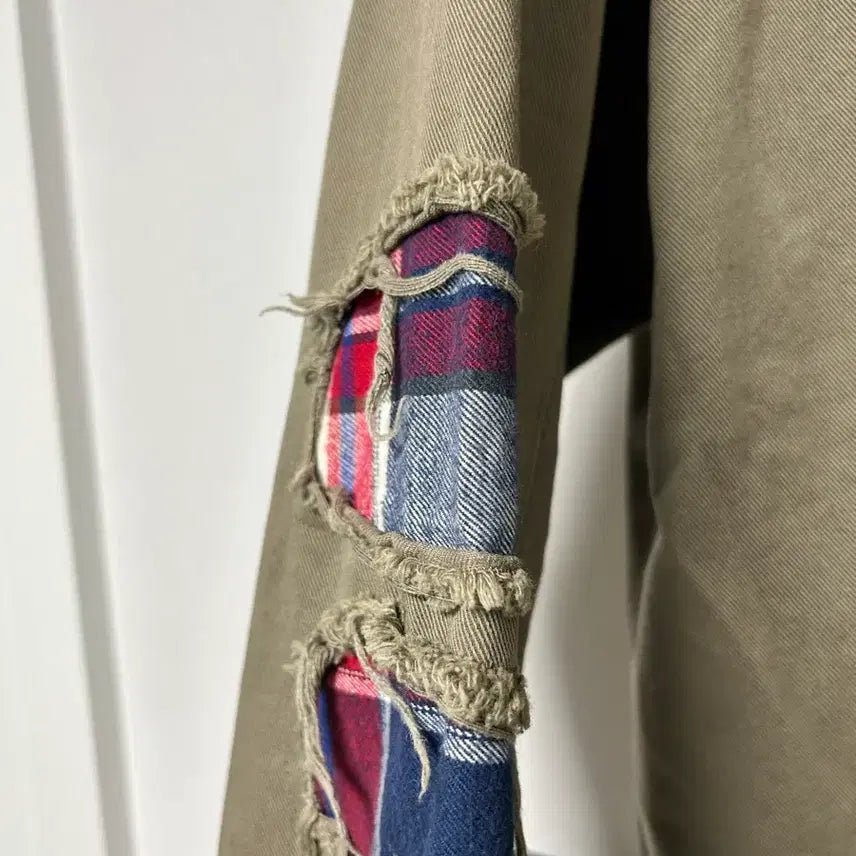 [BUNJANG] Paul &amp; Shark Damage Patchwork Work Shirt / 폴앤샥 데미지 패치 워크셔츠 카키