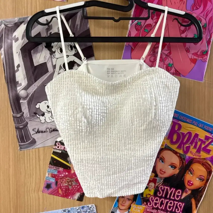 [BUNJANG] Pearl Cap Sleeveless Top / 새상품 펄 캡나시
