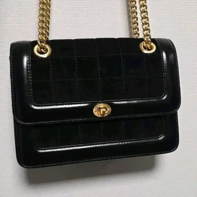[BUNJANG] Herve Damier Chain Bag Suede Combination Shoulder Bag / 에르베 다미에 체인백 스웨이드 콤비