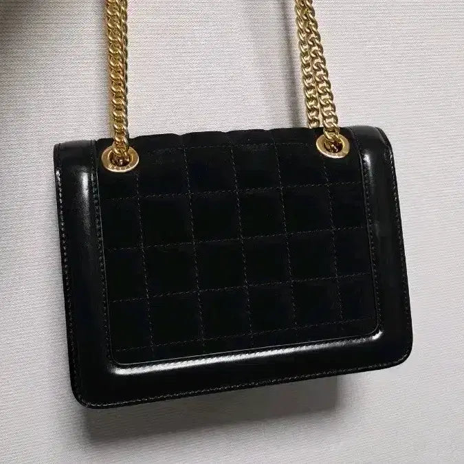 [BUNJANG] Herve Damier Chain Bag Suede Combination Shoulder Bag / 에르베 다미에 체인백 스웨이드 콤비