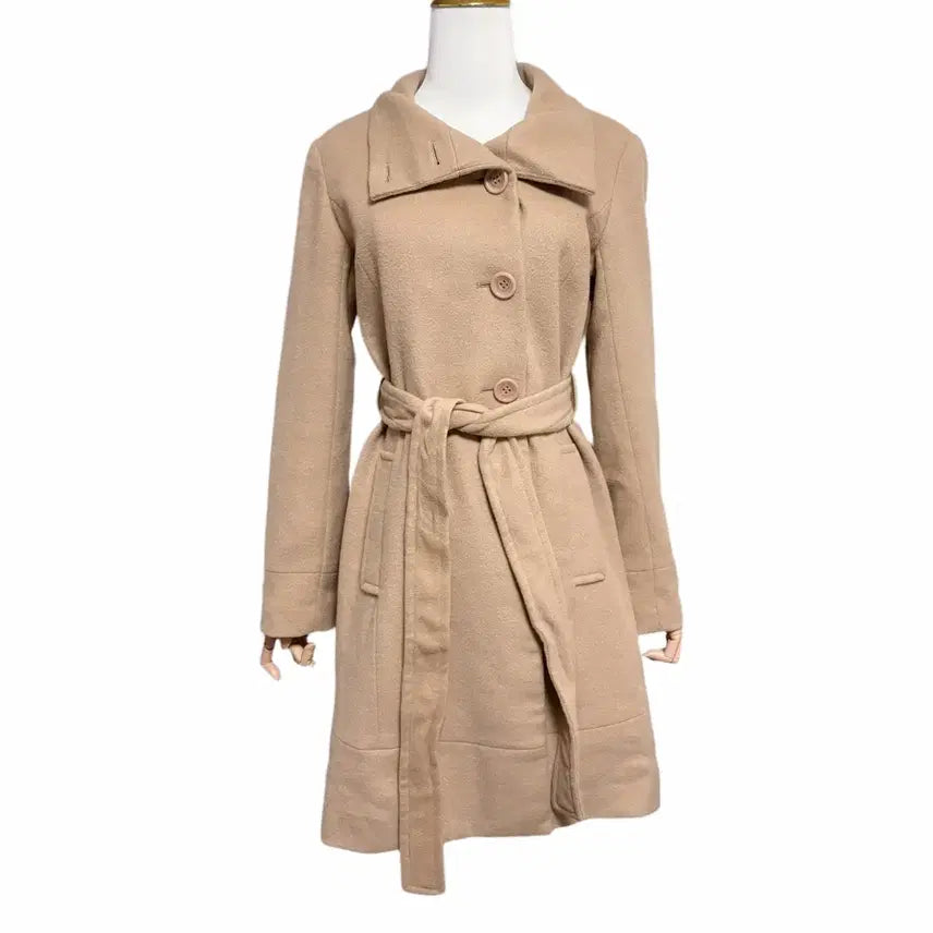 [BUNJANG] PINKY&amp;DIANNE Beige Long Coat / PINKY&amp;DIANNE 핑키앤다이안 베이지 카라 롱 코트