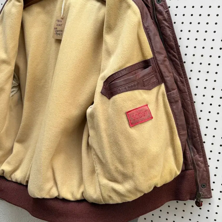 [BUNJANG] Scout A-2 Cowhide Leather Bomber Jacket / 1980s SCOUT COWHIDE FLIGHT 빈티지 A-2 레더봄버