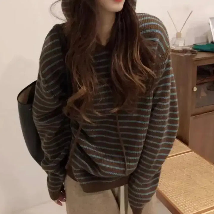 [BUNJANG] Keila Sprite Striped Hooded Knit / 반택 케일라 스프라이트 후드 니트