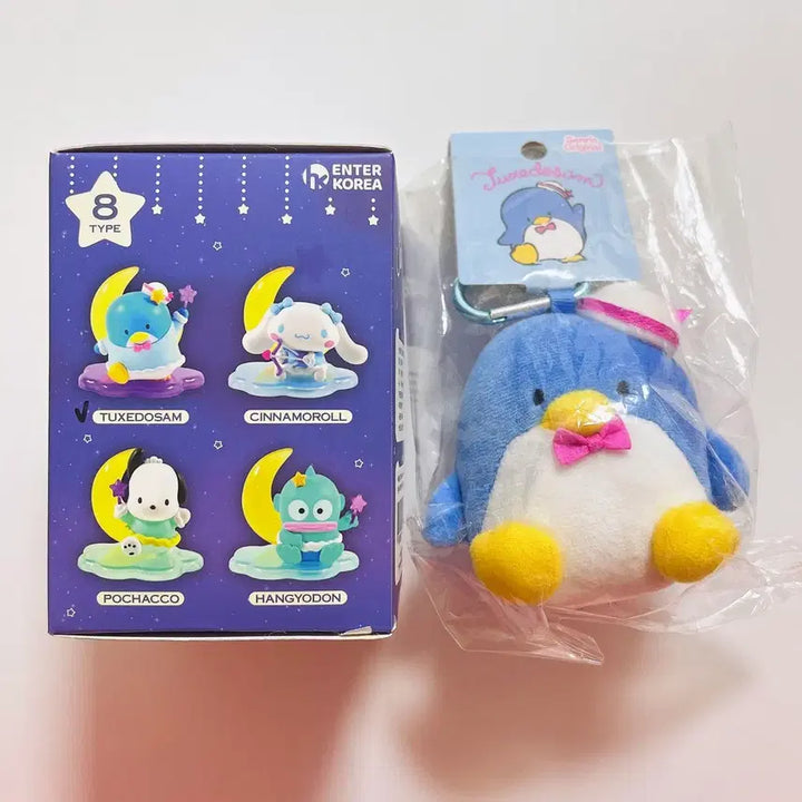 [BUNJANG] Sanrio Tuxedosam Two-Zipper Pouch / 산리오 턱시도샘 하트 카라비너 마스코트&amp;엔젤문 피규어 새상품