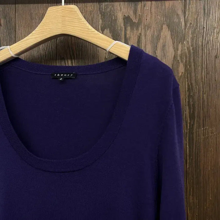 [BUNJANG] Theory Purple U-Neck Knit Sweater / 띠어리 정품 퍼플 유넥니트