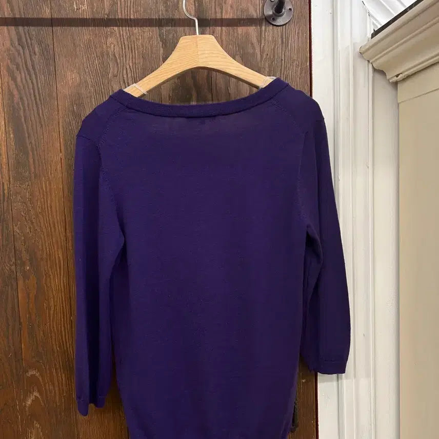 [BUNJANG] Theory Purple U-Neck Knit Sweater / 띠어리 정품 퍼플 유넥니트