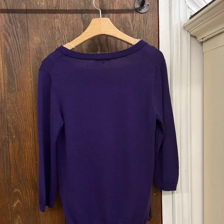 [BUNJANG] Theory Purple U-Neck Knit Sweater / 띠어리 정품 퍼플 유넥니트