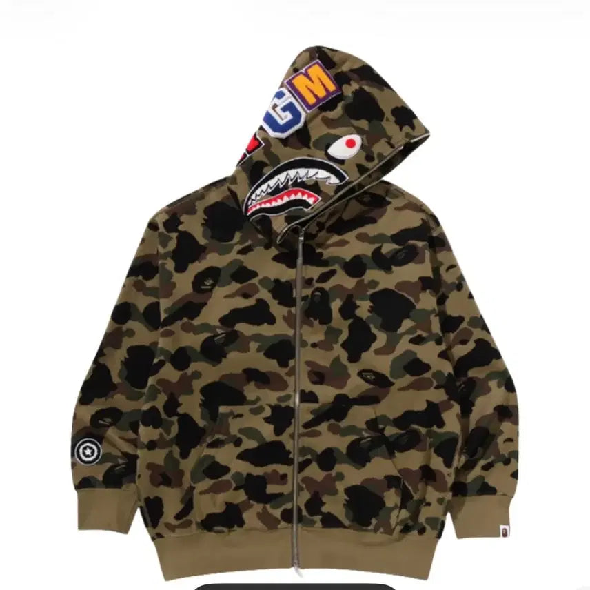 [BUNJANG] BAPE 1st Camo Shark Full Zip Hoodie / 베이프 1st 카모 샤크 후드 집업 릴렉스드핏 2xl