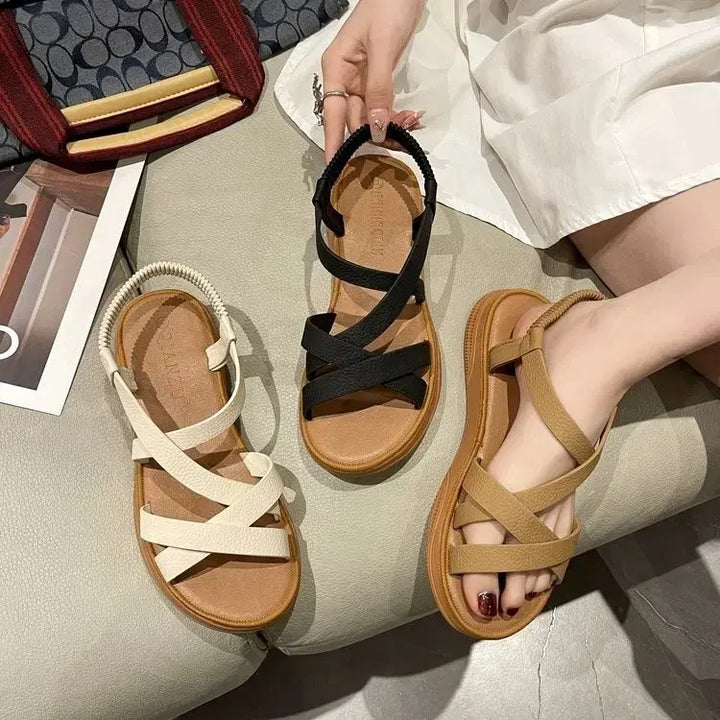 [BUNJANG] Cross Strap Sandals / 크로스 스트랩 샌들 블랙/아이보리/브라운