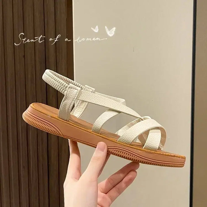 [BUNJANG] Cross Strap Sandals / 크로스 스트랩 샌들 블랙/아이보리/브라운
