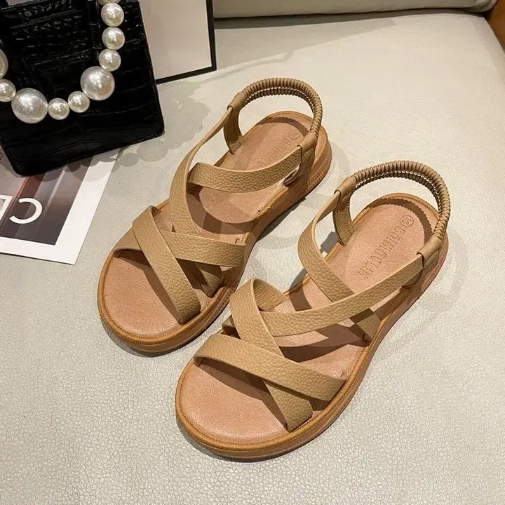 [BUNJANG] Cross Strap Sandals / 크로스 스트랩 샌들 블랙/아이보리/브라운