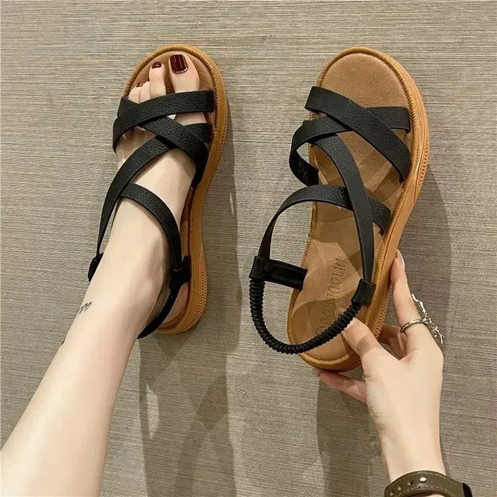 [BUNJANG] Cross Strap Sandals / 크로스 스트랩 샌들 블랙/아이보리/브라운