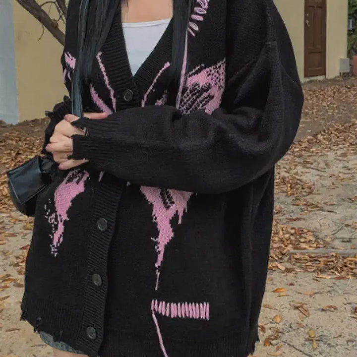[BUNJANG] Y2k Kitsch Punk Cardigan Shirt Set / Y2k 키치펑크 가디건 셔츠 셋업