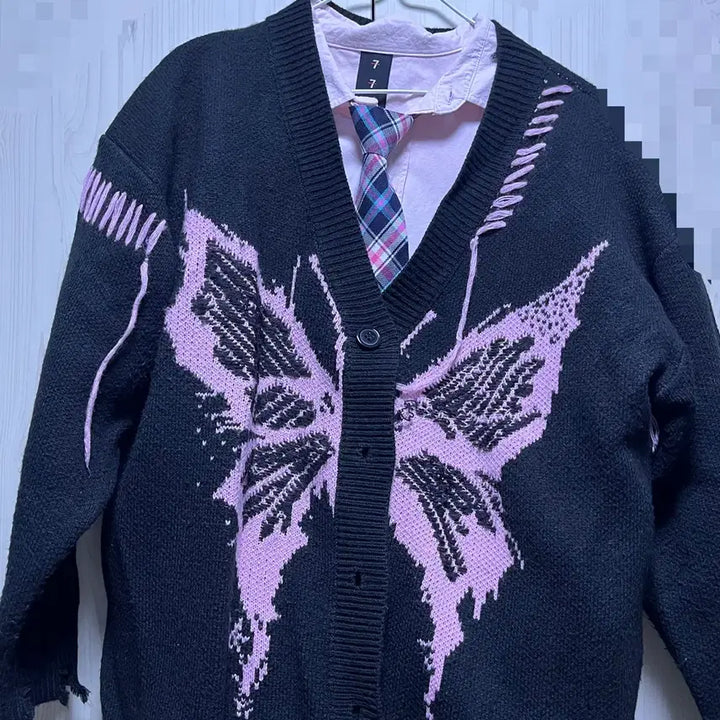 [BUNJANG] Y2k Kitsch Punk Cardigan Shirt Set / Y2k 키치펑크 가디건 셔츠 셋업