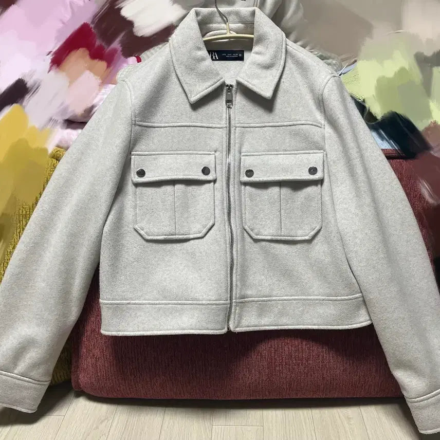 [BUNJANG] Zara Light Gray Cropped Jacket S / 자라 라이트그레이 크롭 자켓 S