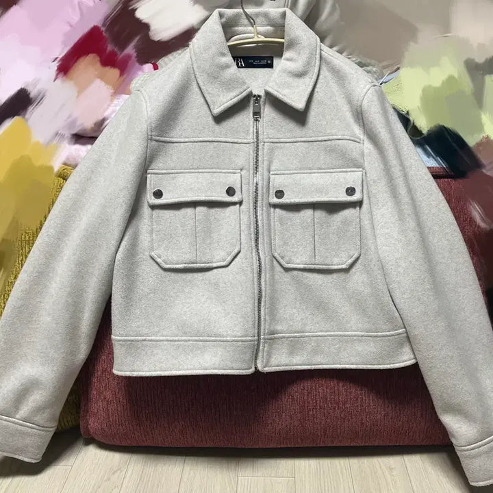 [BUNJANG] Zara Light Gray Cropped Jacket S / 자라 라이트그레이 크롭 자켓 S