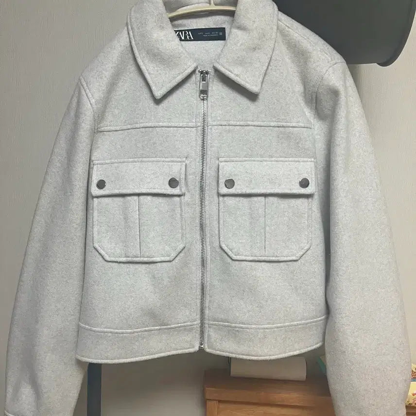 [BUNJANG] Zara Light Gray Cropped Jacket S / 자라 라이트그레이 크롭 자켓 S