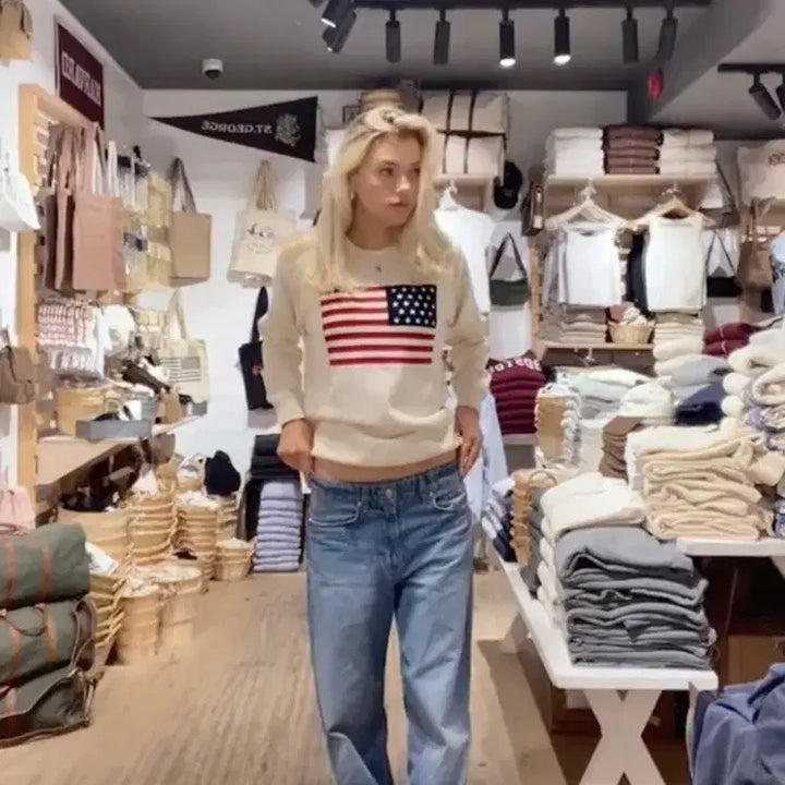 [BUNJANG] Brandy Melville Nico American Flag Sweater / 브랜디멜빌 성조기 니트 니코 아메리칸 스웨터 새상품