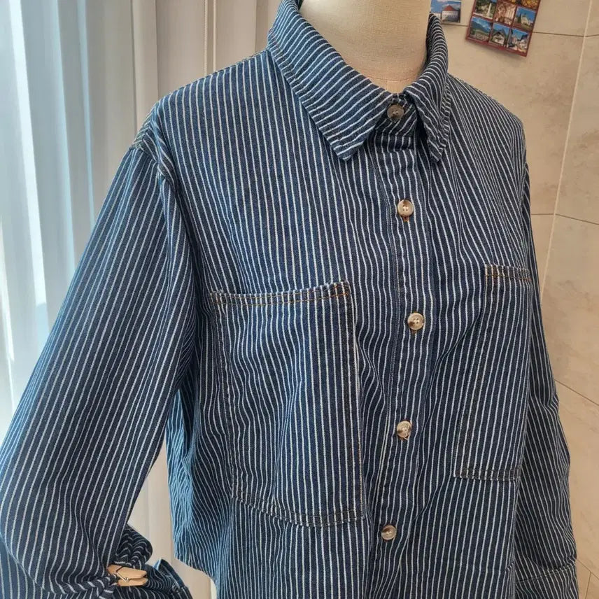 [BUNJANG] Striped Denim Shirt / 스트라이프 데님 셔츠 남방
