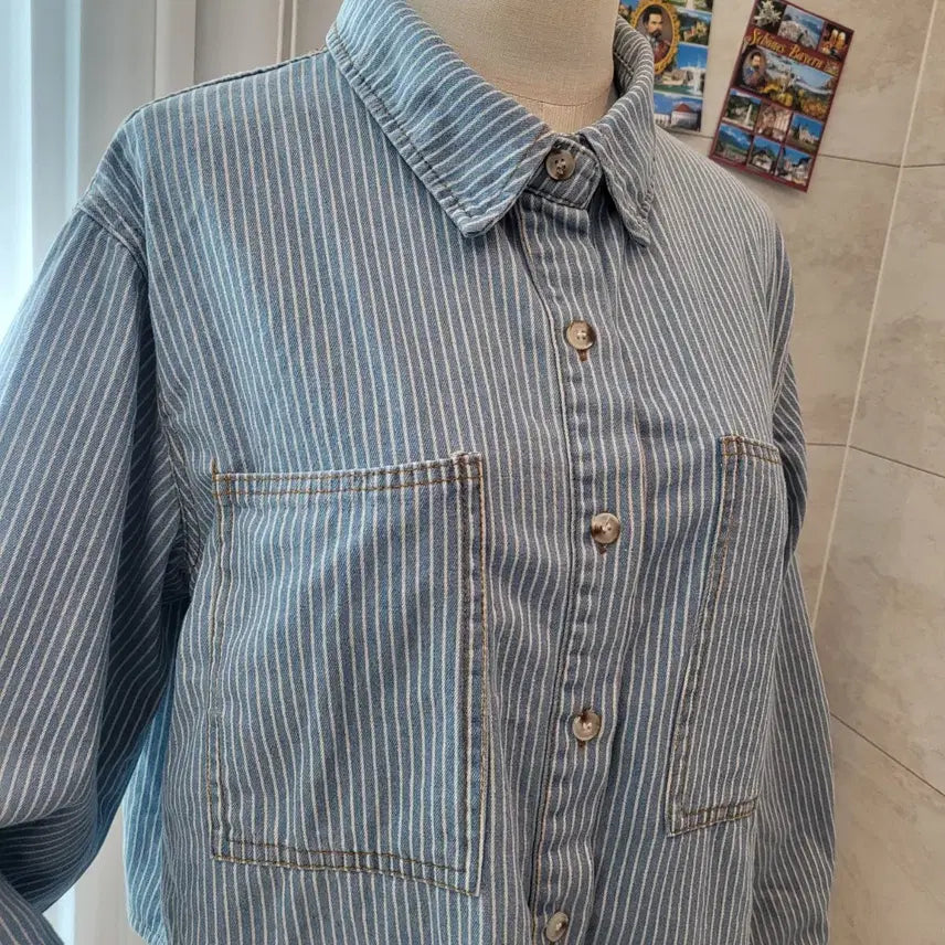 [BUNJANG] Striped Denim Shirt / 스트라이프 데님 셔츠 남방