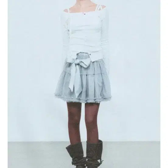 [BUNJANG] THEOHYOU Silk Ribbon Chiffon Mini Skirt / 더오유 THEOHYOU 실키 리본 쉬폰 스커트