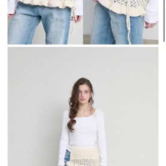 [BUNJANG] THEOHYOU Cream Knit Wrap Mini Skirt / THEOHYOU 크림색 니트 스커트