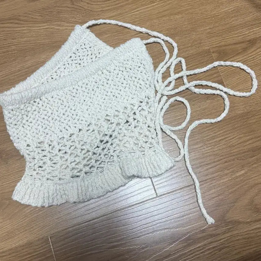 [BUNJANG] THEOHYOU Cream Knit Wrap Mini Skirt / THEOHYOU 크림색 니트 스커트