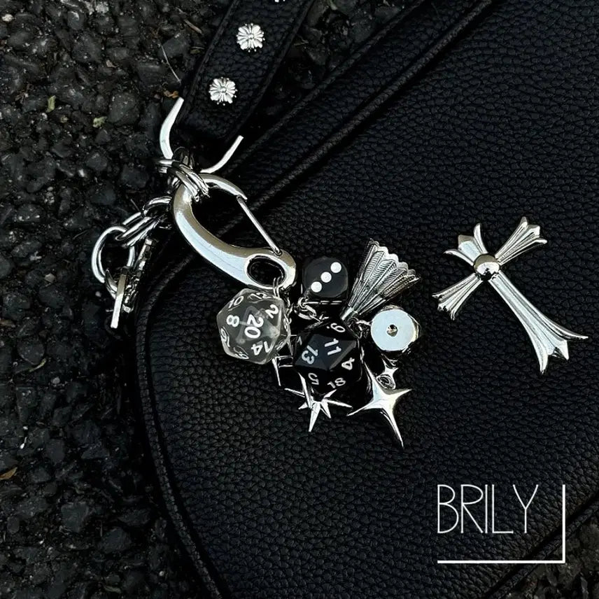 [BUNJANG] IAM Shuttlecock Dice Rock Cross Keyring / [Unisex] IAM 셔틀콕 다이스 주사위 락 크로스 키링 열쇠고리