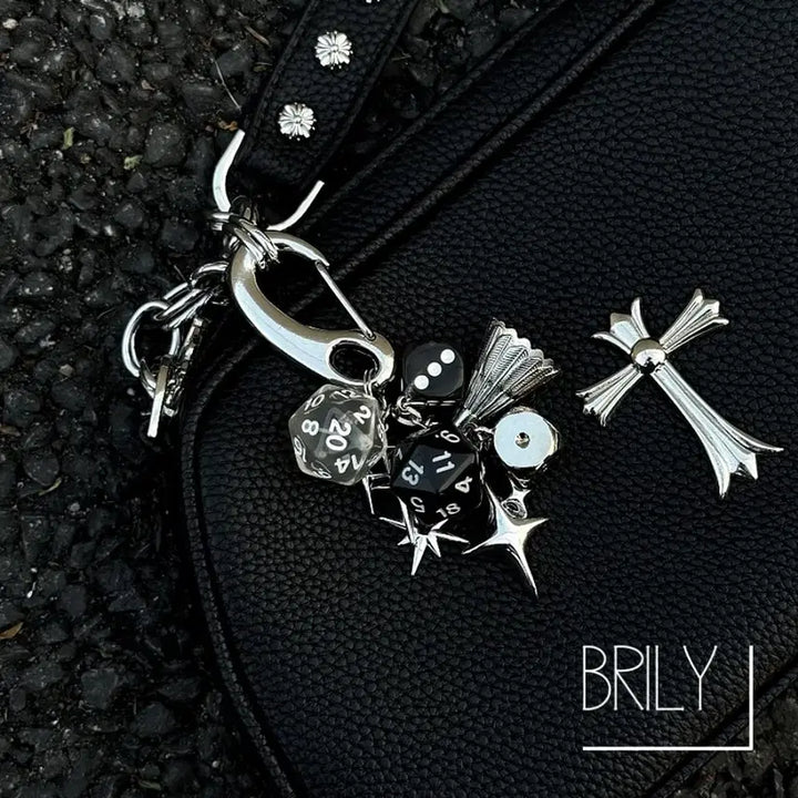 [BUNJANG] IAM Shuttlecock Dice Rock Cross Keyring / [Unisex] IAM 셔틀콕 다이스 주사위 락 크로스 키링 열쇠고리