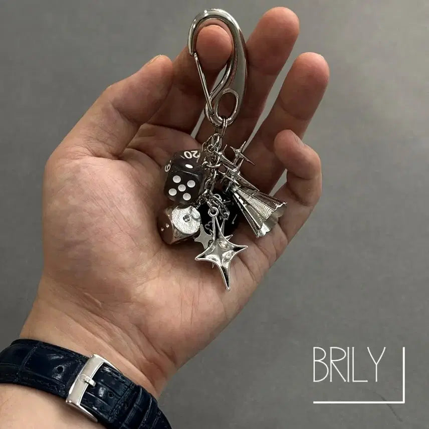 [BUNJANG] IAM Shuttlecock Dice Rock Cross Keyring / [Unisex] IAM 셔틀콕 다이스 주사위 락 크로스 키링 열쇠고리