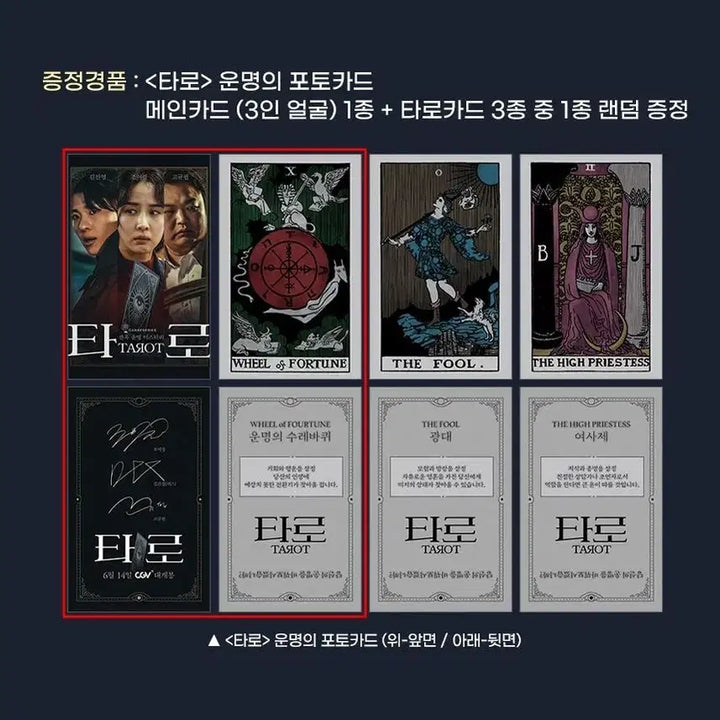 [BUNJANG] Taro Destiny Dex Photocard Set / 타로 일곱장의이야기 운명의 포토카드 3인 얼굴+수레바퀴 세트 조여정 덱스