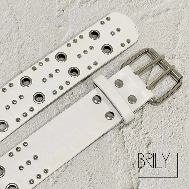 [BUNJANG] DANY Y2K Studded Leather Belt / [Unisex] DANY 아일렛 스터드 y2k 가죽 벨트