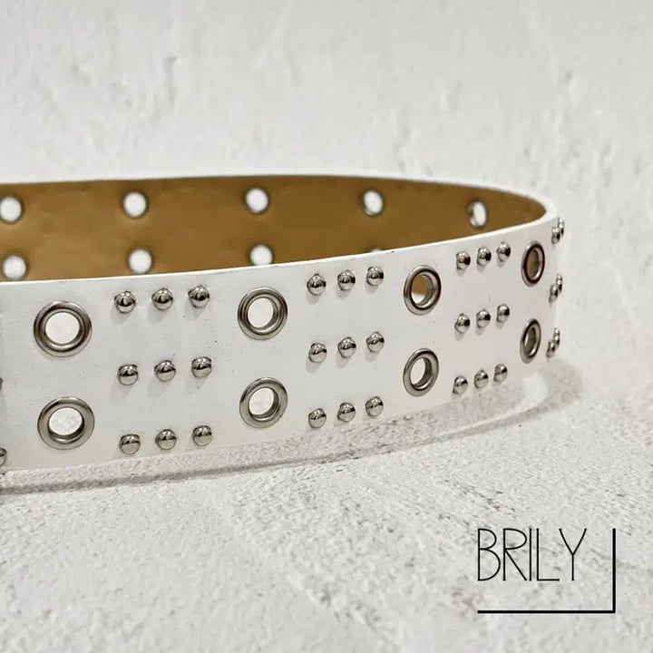 [BUNJANG] DANY Y2K Studded Leather Belt / [Unisex] DANY 아일렛 스터드 y2k 가죽 벨트