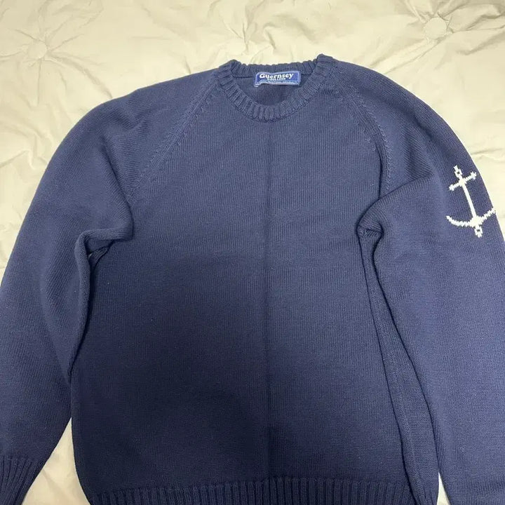 [BUNJANG] Gunji Woolens Navy Knit Sweater / 건지 울른스 니트 네이비 XL