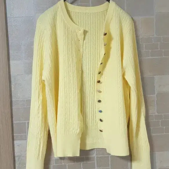 [BUNJANG] Yellow Knit Cardigan / 여성 노랑가디건(새옷)