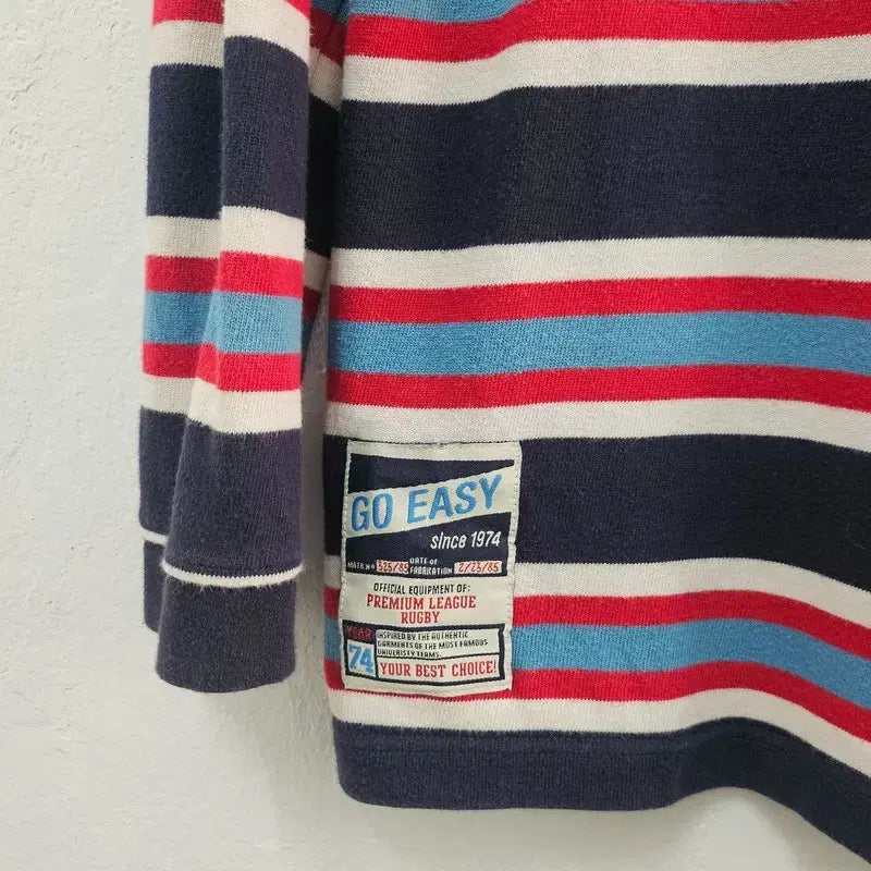 [BUNJANG] Unisex Striped Long Sleeve T-shirt / 라운드 스트라이프 긴팔 티 공용 66/77 J6010