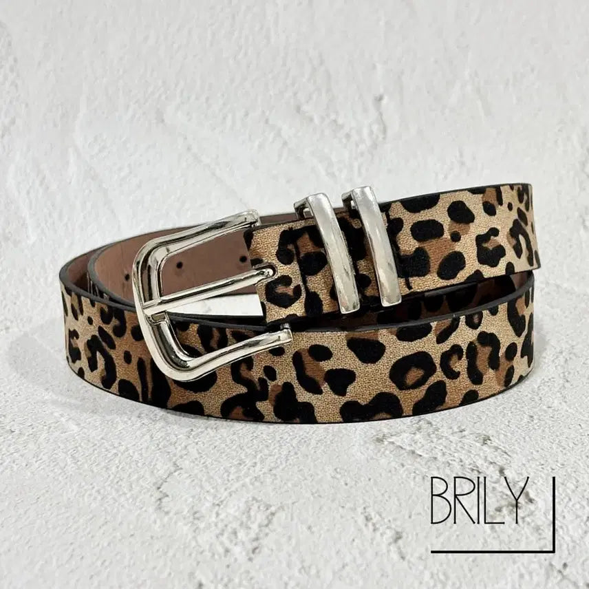 [BUNJANG] PIA Leopard Print Suede Leather Belt / [Unisex] PIA 호피 레오파드 스웨이드 가죽 미니멀 벨트