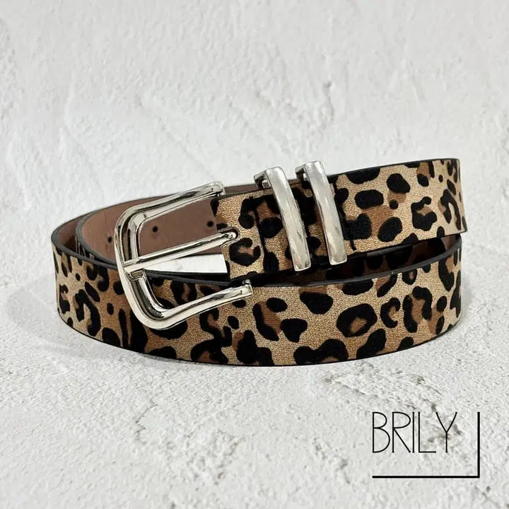 [BUNJANG] PIA Leopard Print Suede Leather Belt / [Unisex] PIA 호피 레오파드 스웨이드 가죽 미니멀 벨트