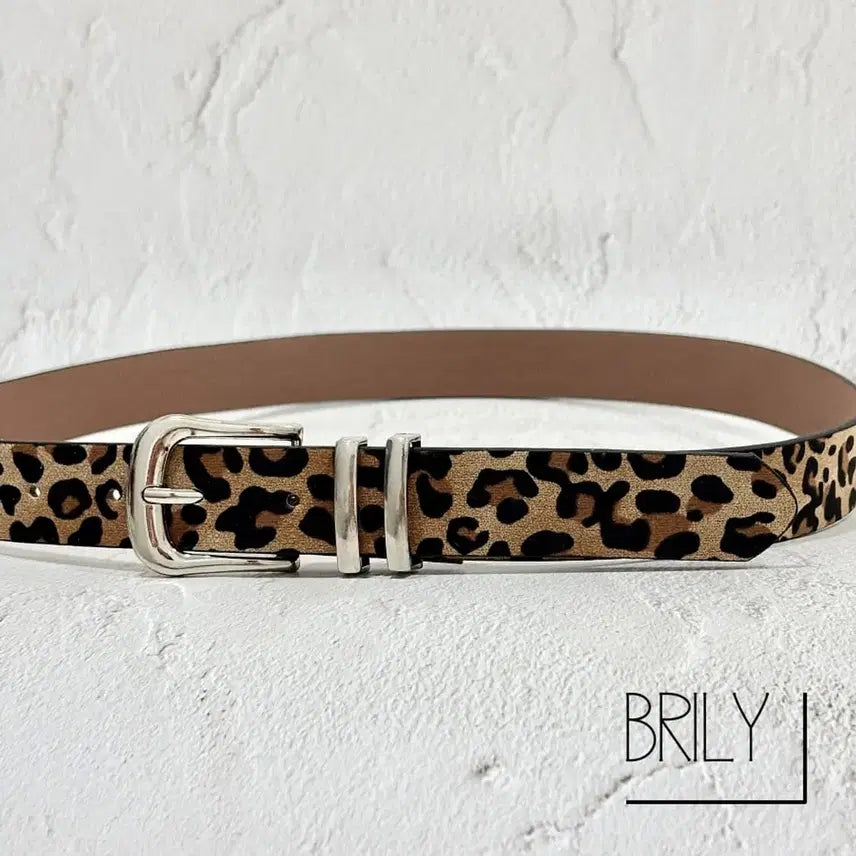 [BUNJANG] PIA Leopard Print Suede Leather Belt / [Unisex] PIA 호피 레오파드 스웨이드 가죽 미니멀 벨트