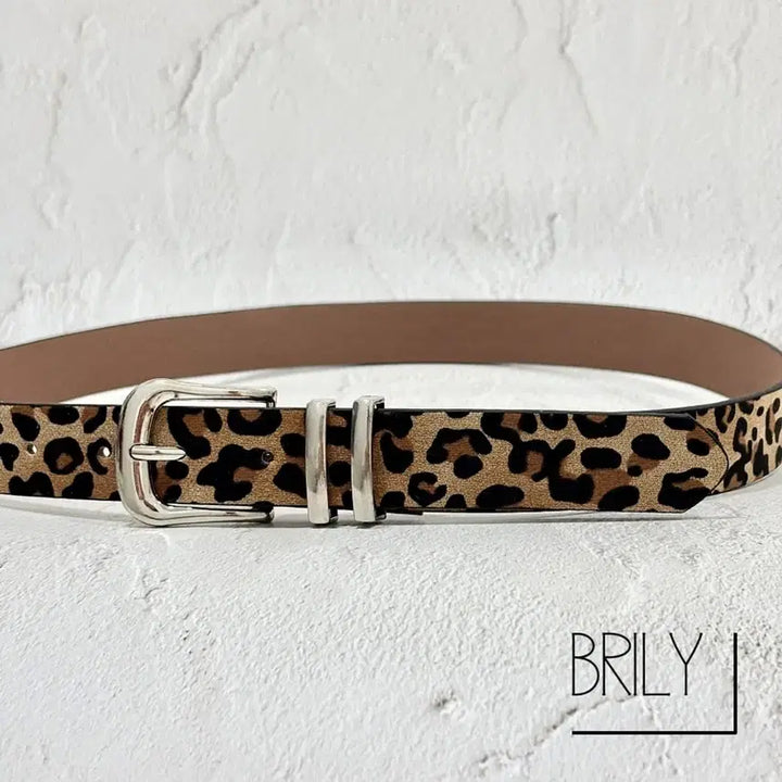 [BUNJANG] PIA Leopard Print Suede Leather Belt / [Unisex] PIA 호피 레오파드 스웨이드 가죽 미니멀 벨트